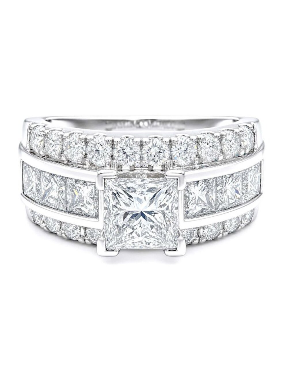Aura Lab Grown 5.50 Cts Engagement Ring SOLID 14k White Gold